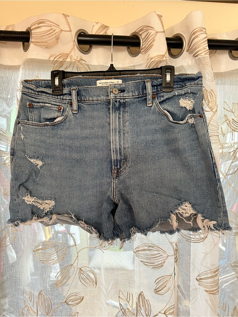 Abercrombie & Fitch Light Blue Distressed Denim Cutoff Shorts